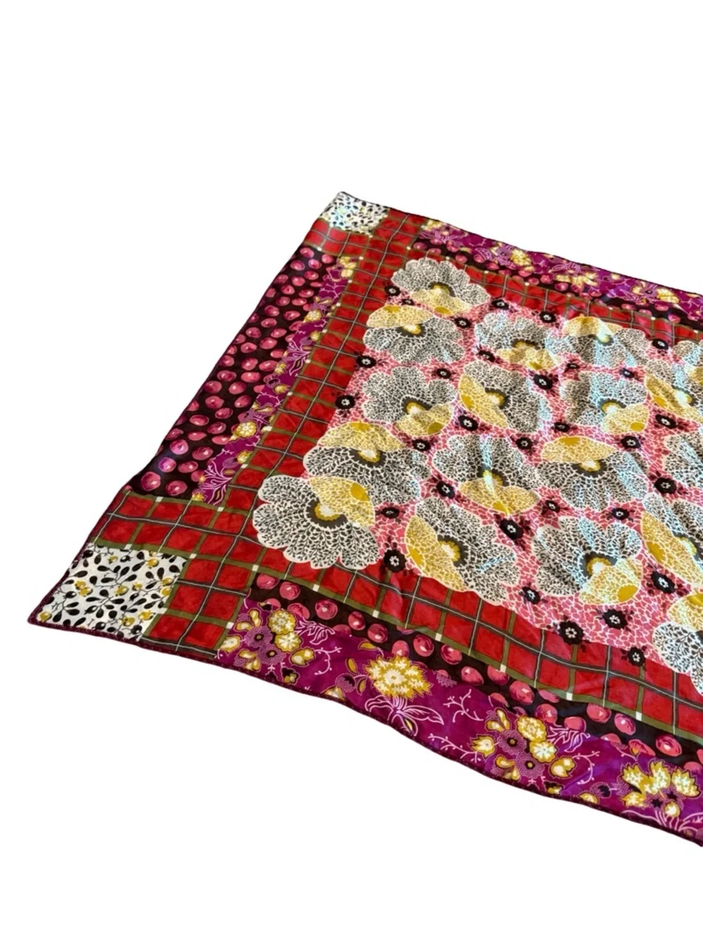 Kenzo Colorful Floral Print Scarf 100% Silk Luxury Designer Flowy 26